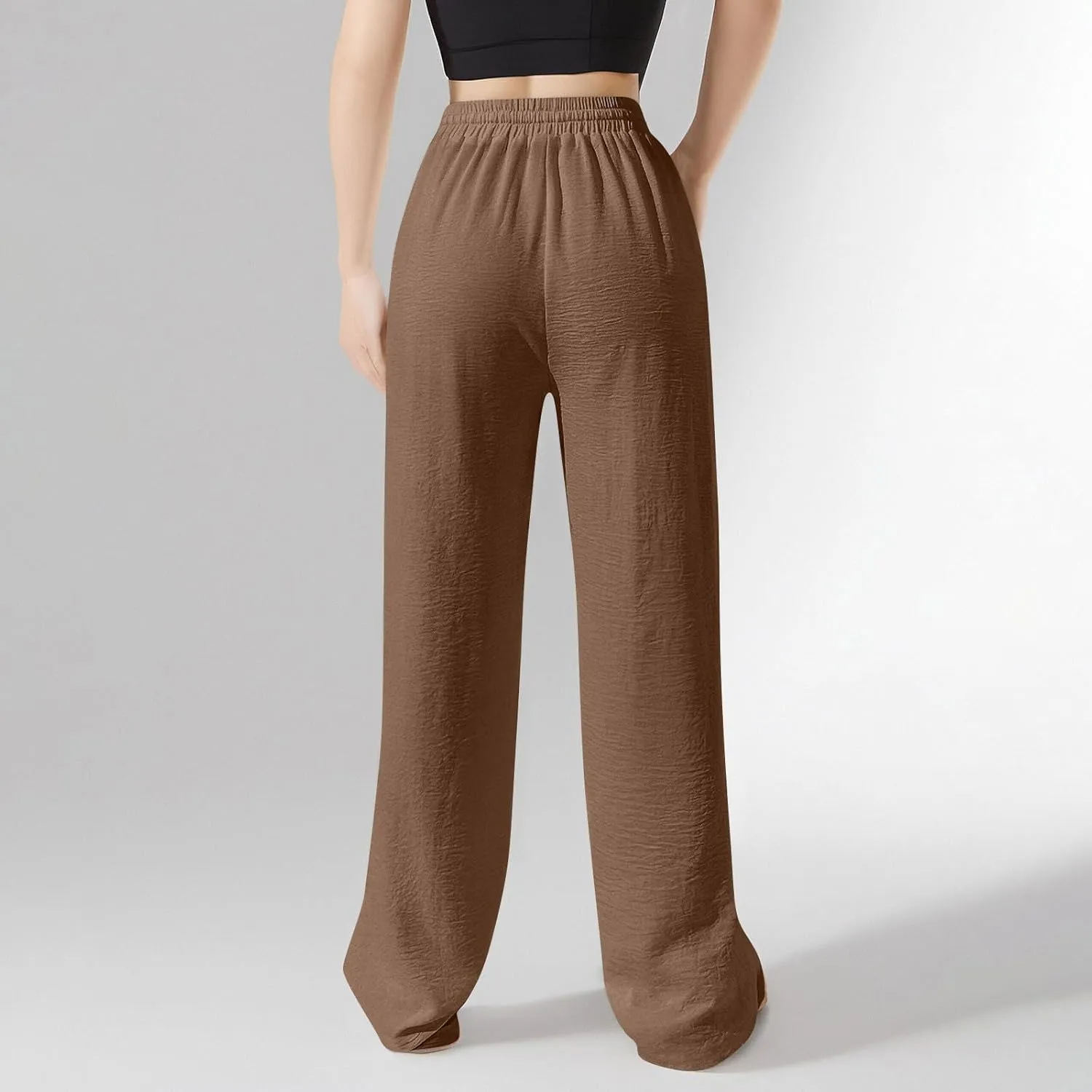 fanmpghleoo Linen Drawstring Pants Women High Waisted Wide Leg Linen Pants for Women Plus Size Business Casual Work Trousers