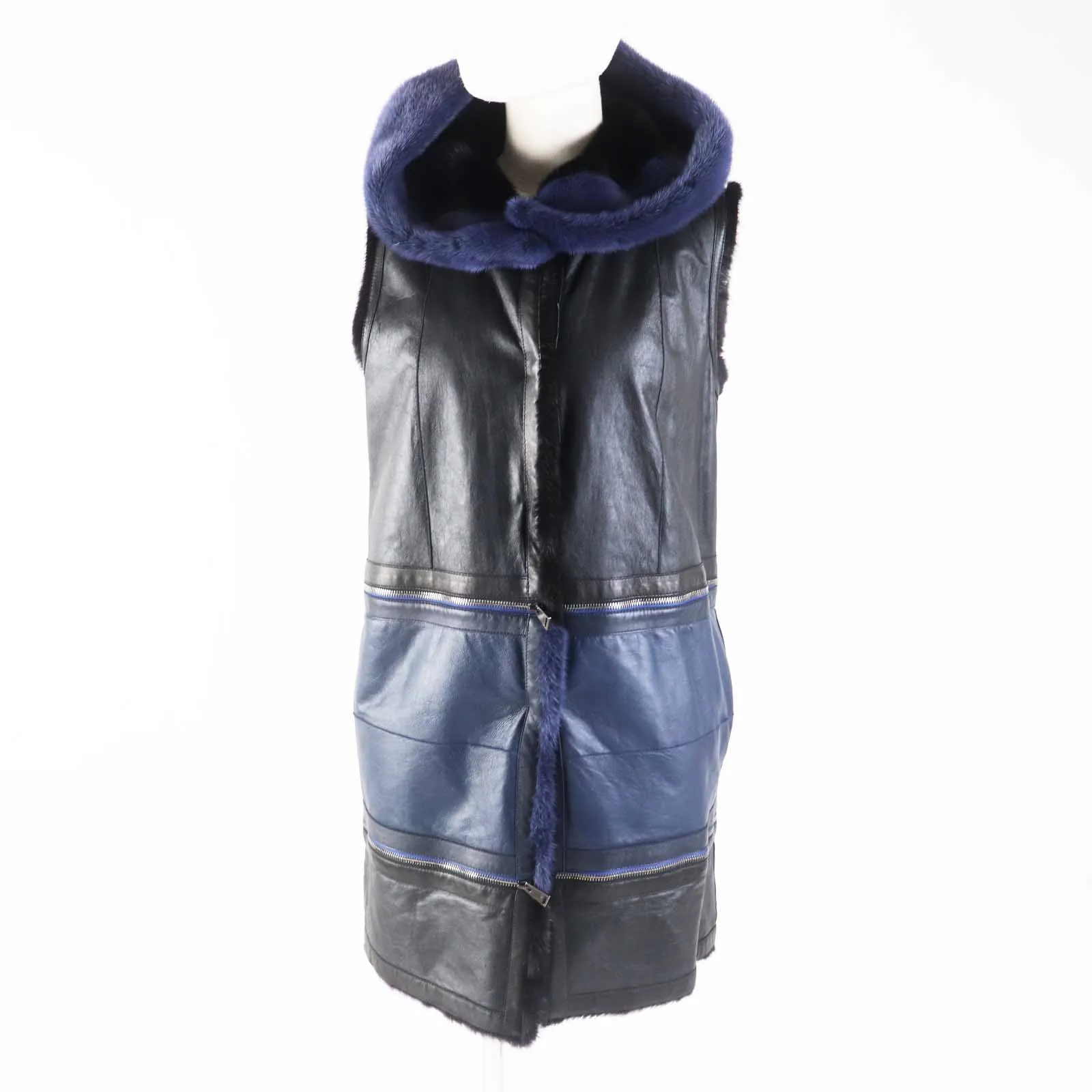 Fendi Mink Lamb Leather Reversible Hooded Vest