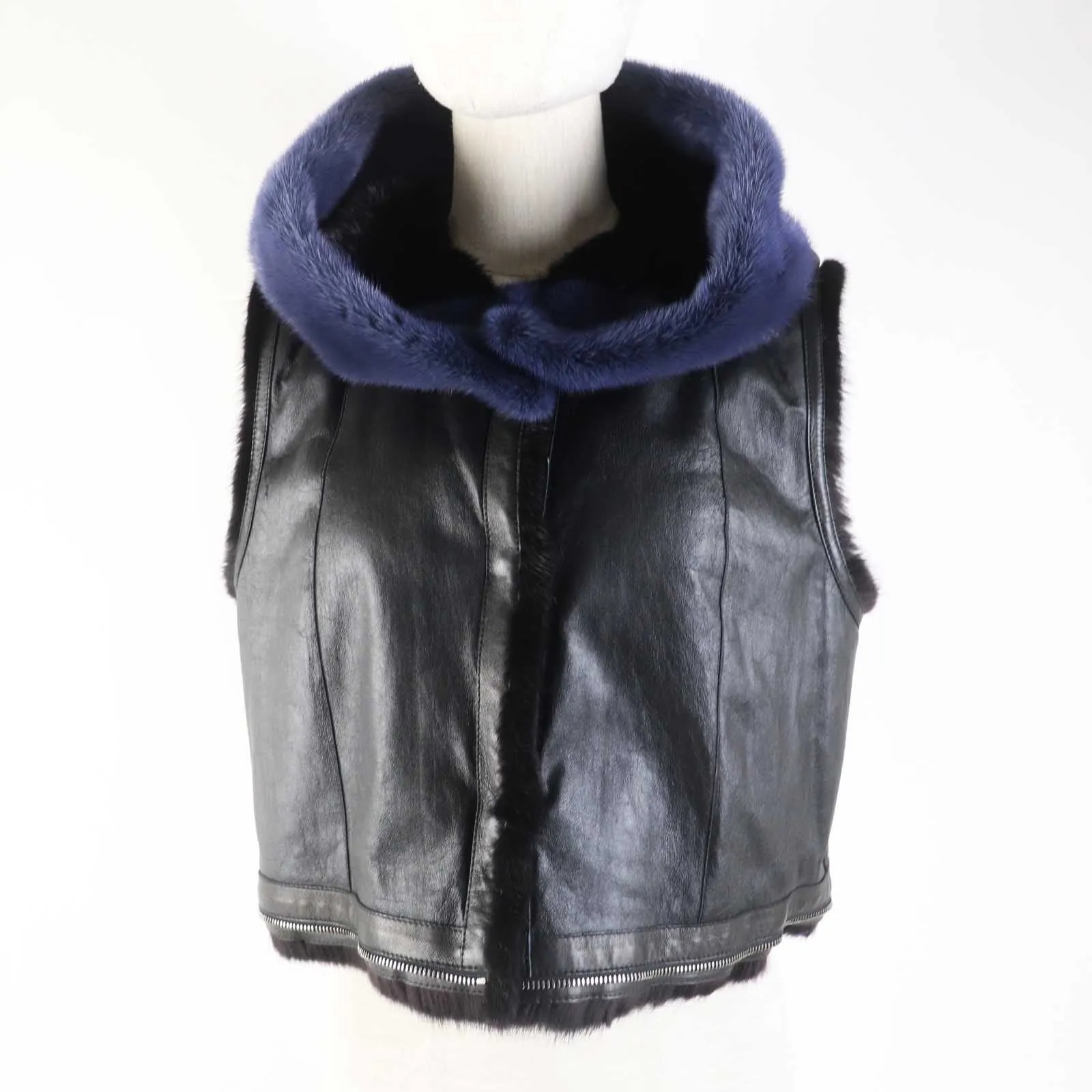Fendi Mink Lamb Leather Reversible Hooded Vest