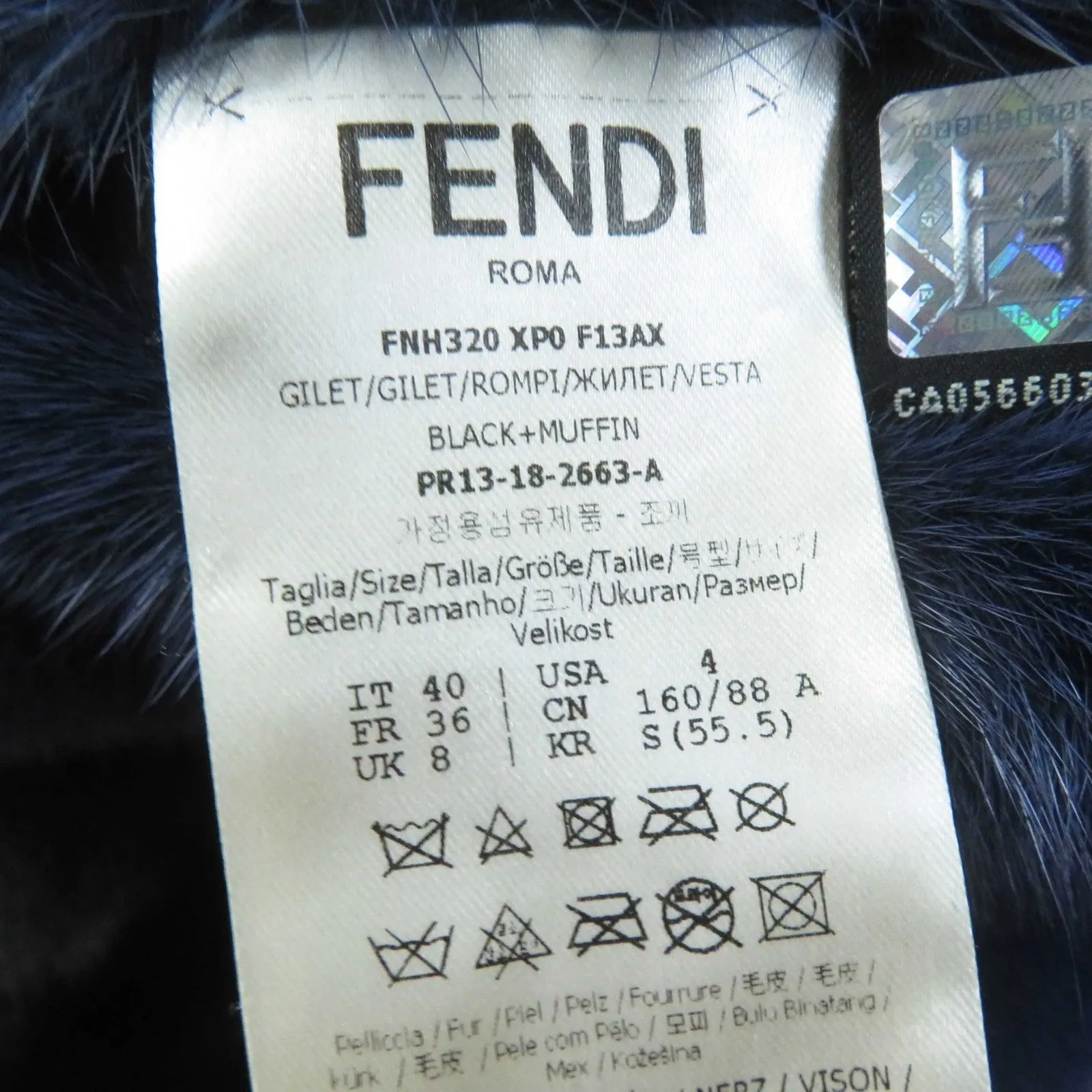 Fendi Mink Lamb Leather Reversible Hooded Vest