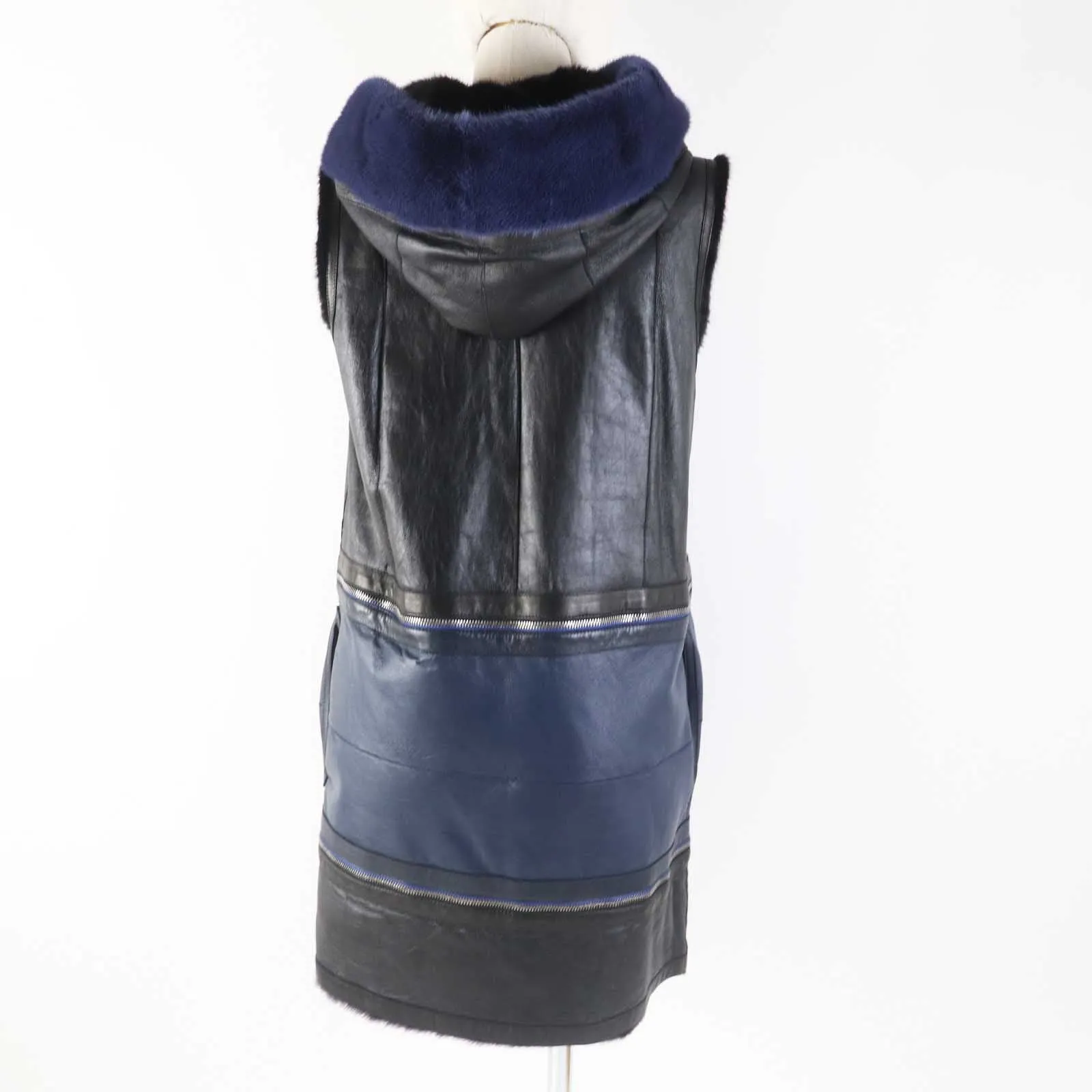 Fendi Mink Lamb Leather Reversible Hooded Vest
