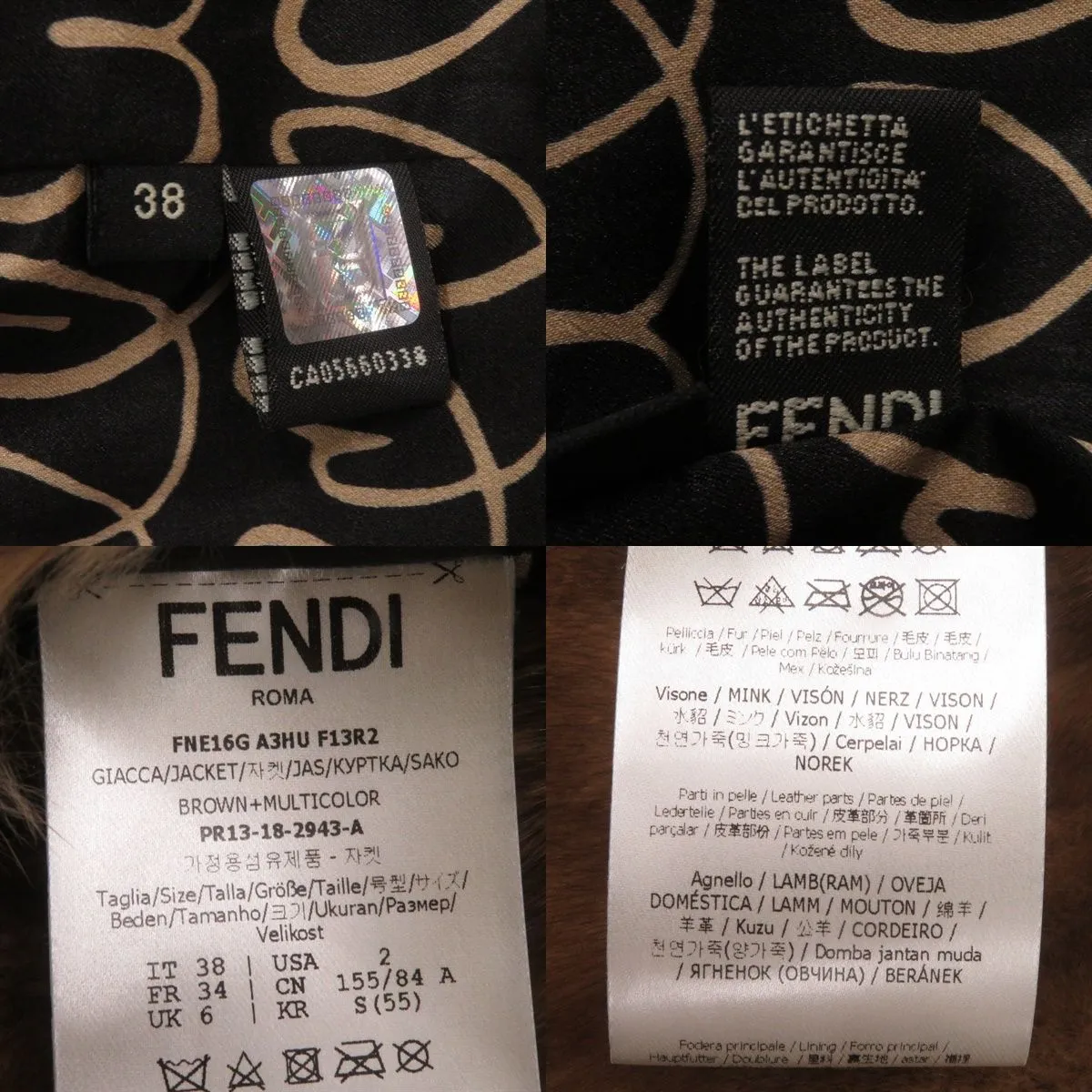 Fendi Mink Short Coat Jacket Brown