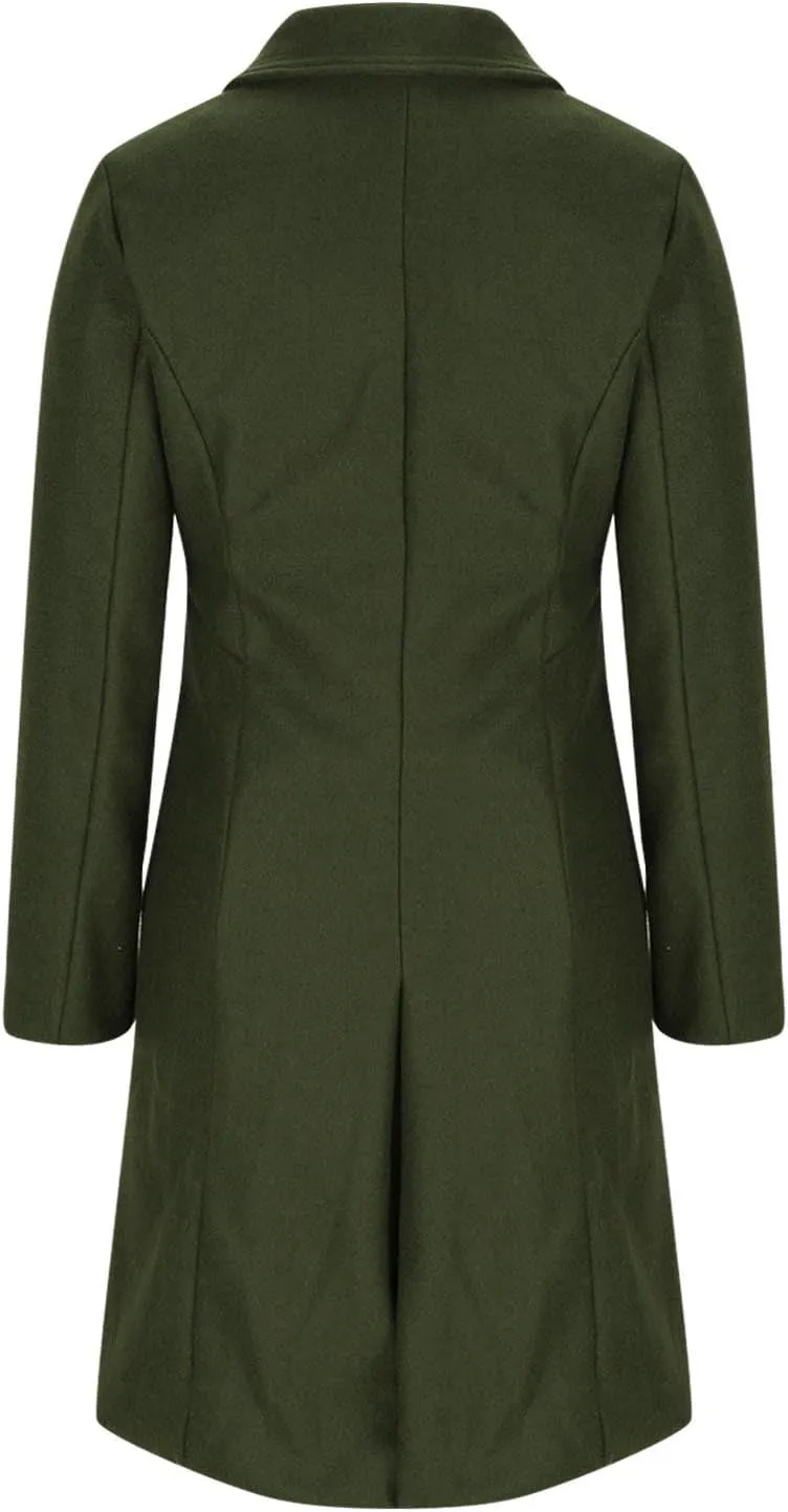 Lmdudan Women's Double Breasted Pea Coat Long Winter Trench Coat Classic Lapel Long Sleeve Jackets Outerwear with Pockets