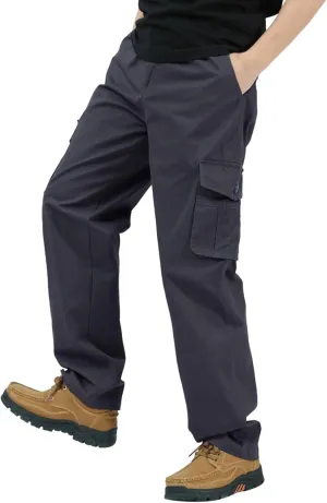 Mens Outdoor Hiking Cargo Pants Multi-Pockets Stretch Flat-Front Casual Loose Straight Leg Open Bottom Work Utility Pants