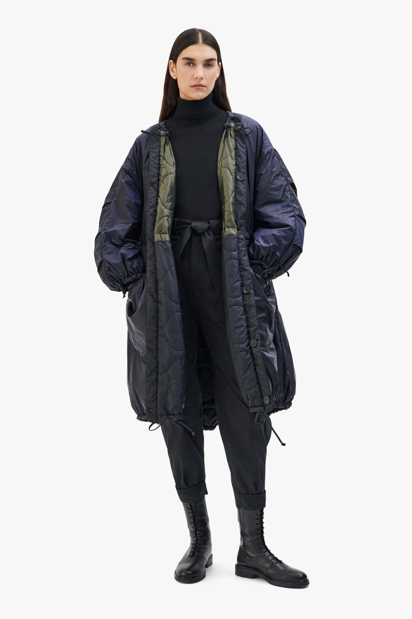 Parachute Quilt Parka - Dark Olive & Black / Midnight
