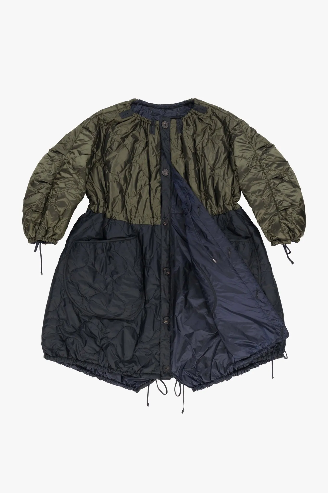 Parachute Quilt Parka - Dark Olive & Black / Midnight