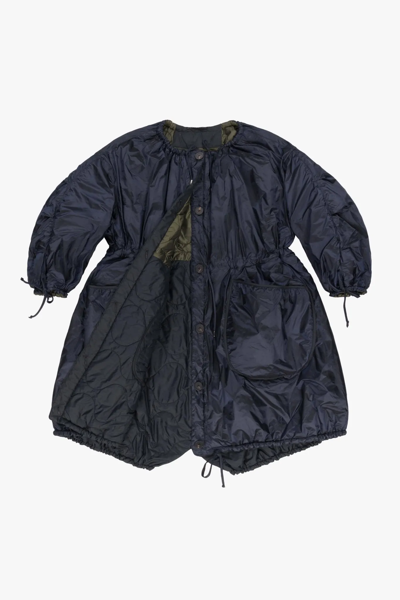 Parachute Quilt Parka - Dark Olive & Black / Midnight