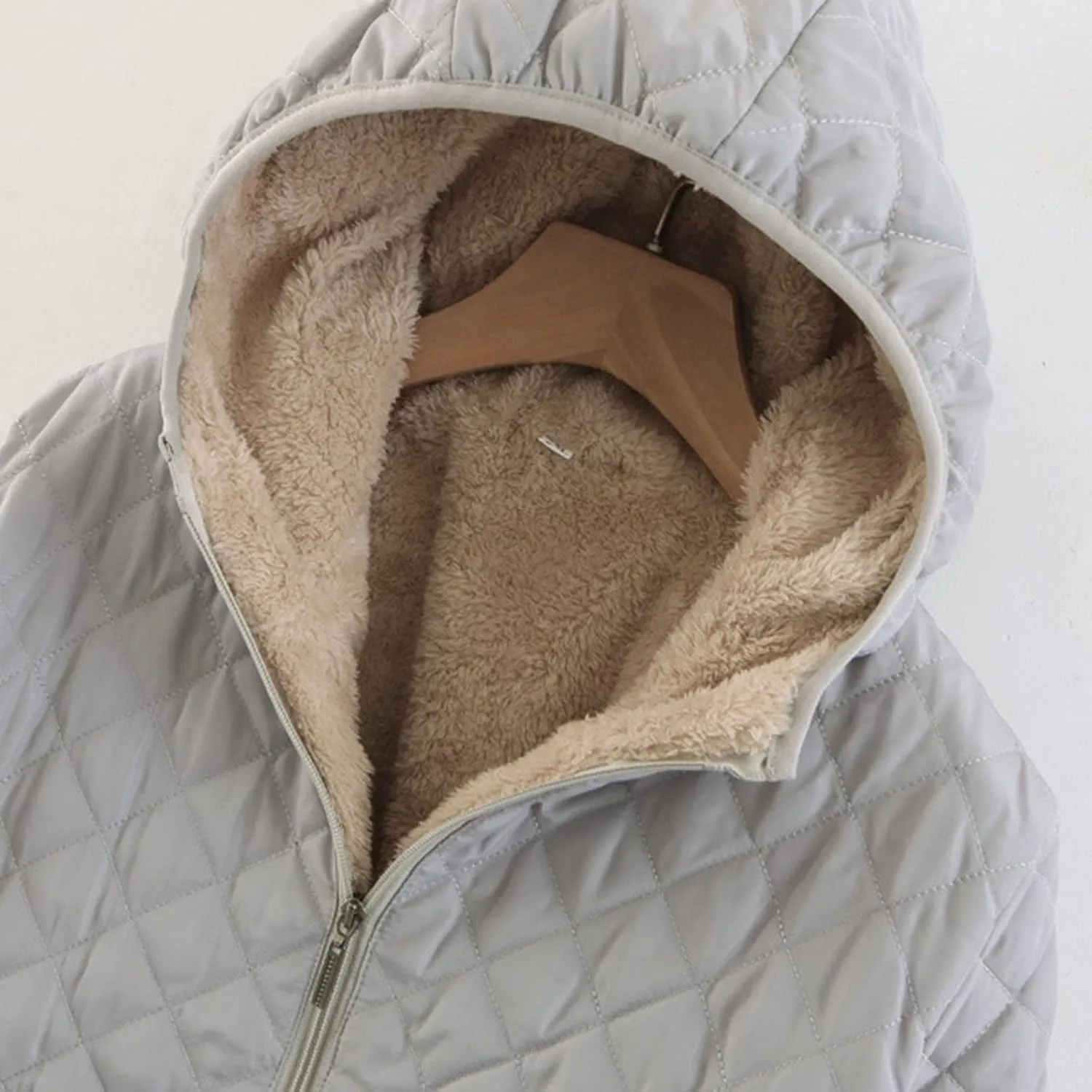 SHAOBGE Wool for Women Womens Fashion Casual Check Fleece Hooded Solid Color Long Sleeve Loose Warm Cotton Coat Coats