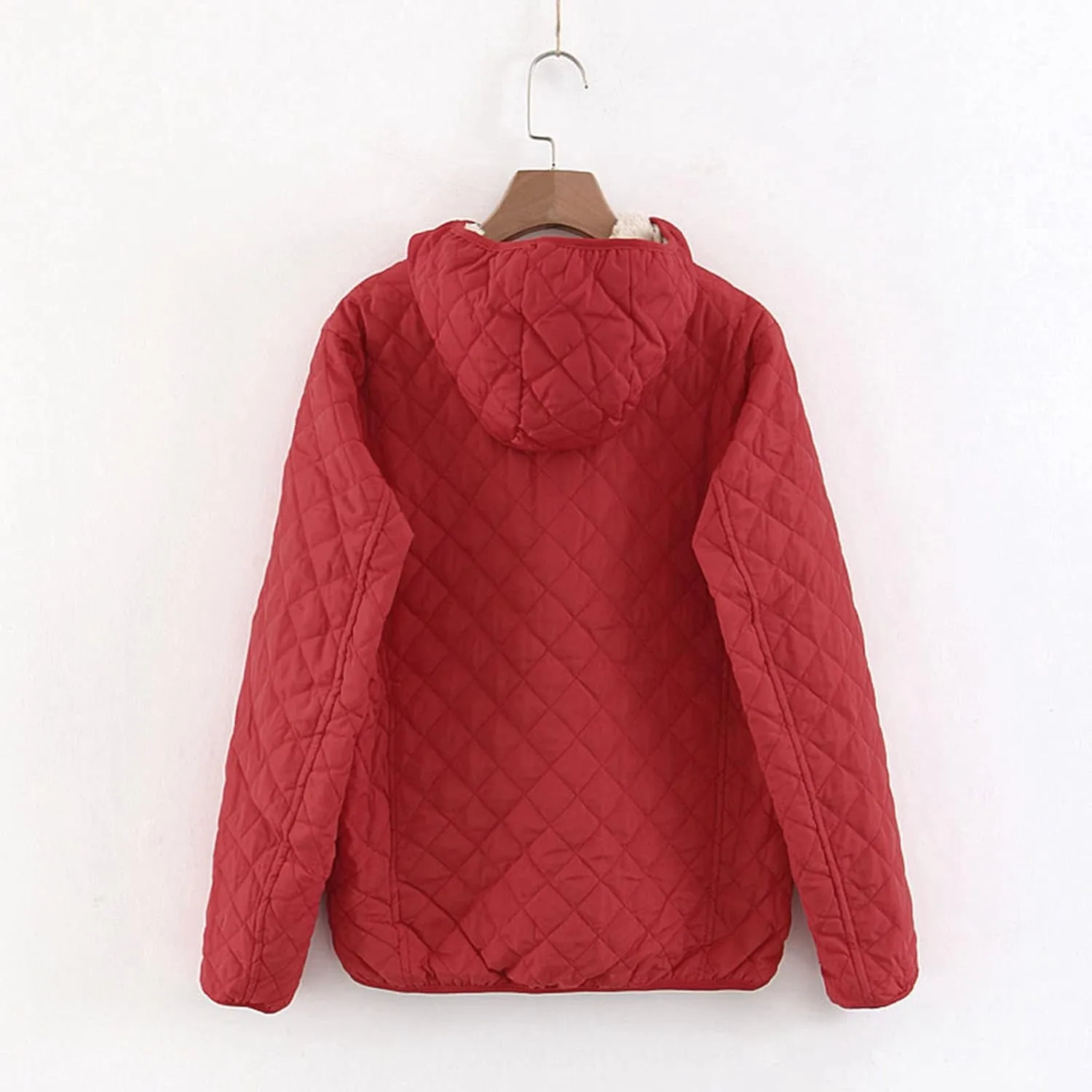 SHAOBGE Wool for Women Womens Fashion Casual Check Fleece Hooded Solid Color Long Sleeve Loose Warm Cotton Coat Coats