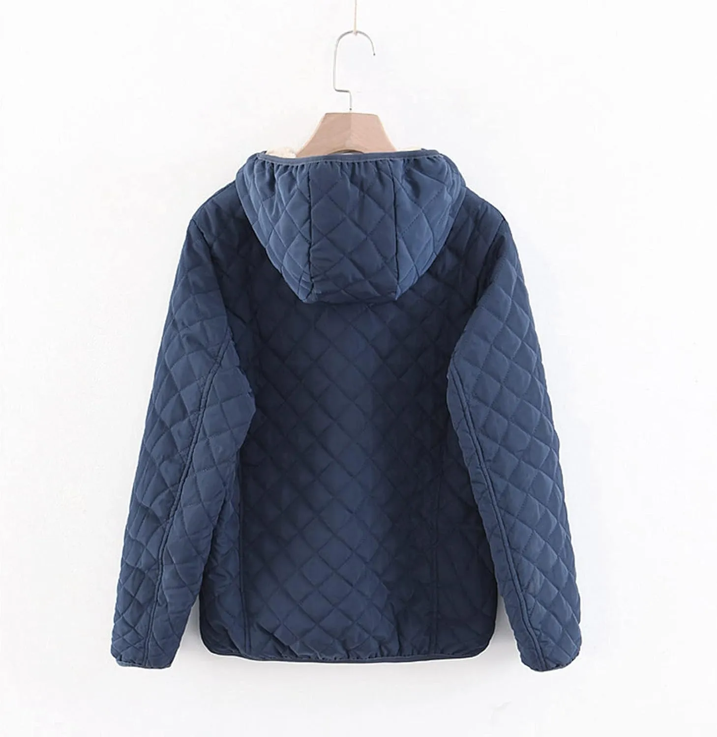 SHAOBGE Wool for Women Womens Fashion Casual Check Fleece Hooded Solid Color Long Sleeve Loose Warm Cotton Coat Coats