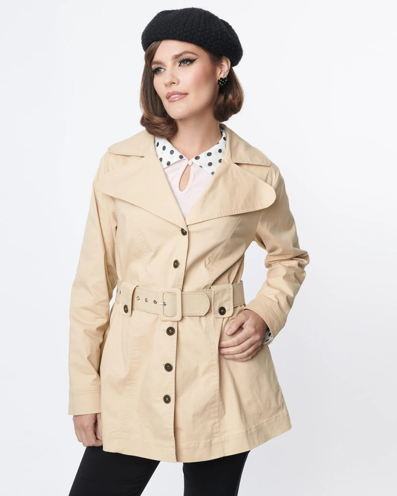 Smak Parlour Khaki Belted Trench Coat | Brown, Nude
