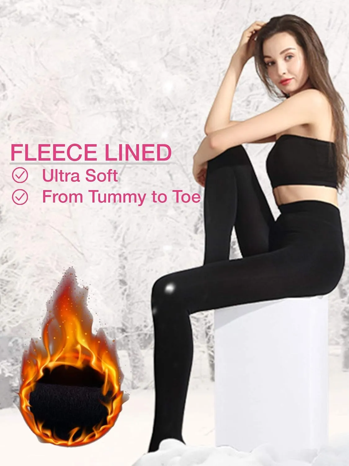 Sofie's Womens Fleece Lined Tights 160D - Classic Winter Thermal Opaque Tights