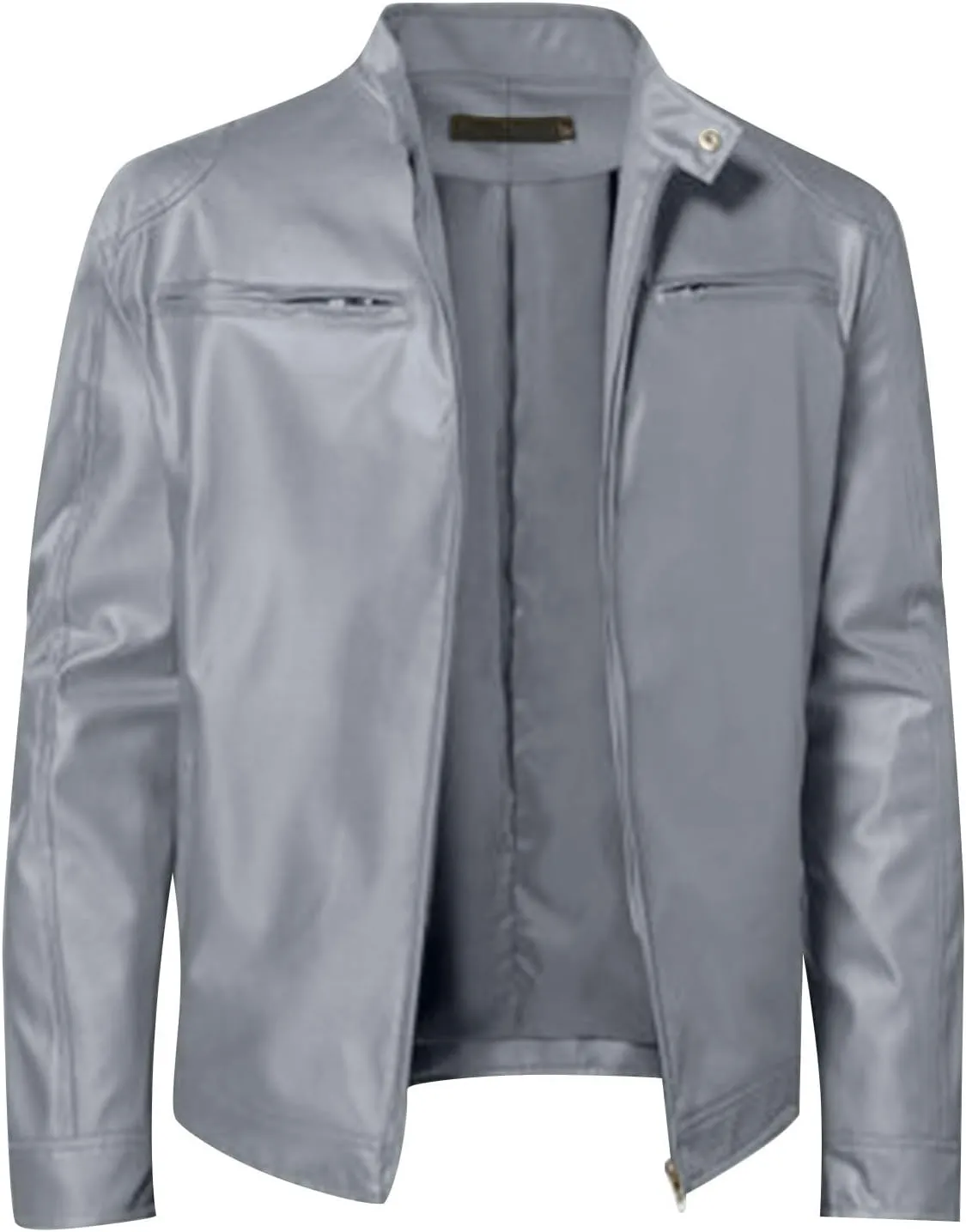 Thatrich Mens Bomber Jackets Faux Leather Biker Jacket Lightweigt Vintage Jacket Motorcycle Wear Zip Up Slim Fit Coat Outwear