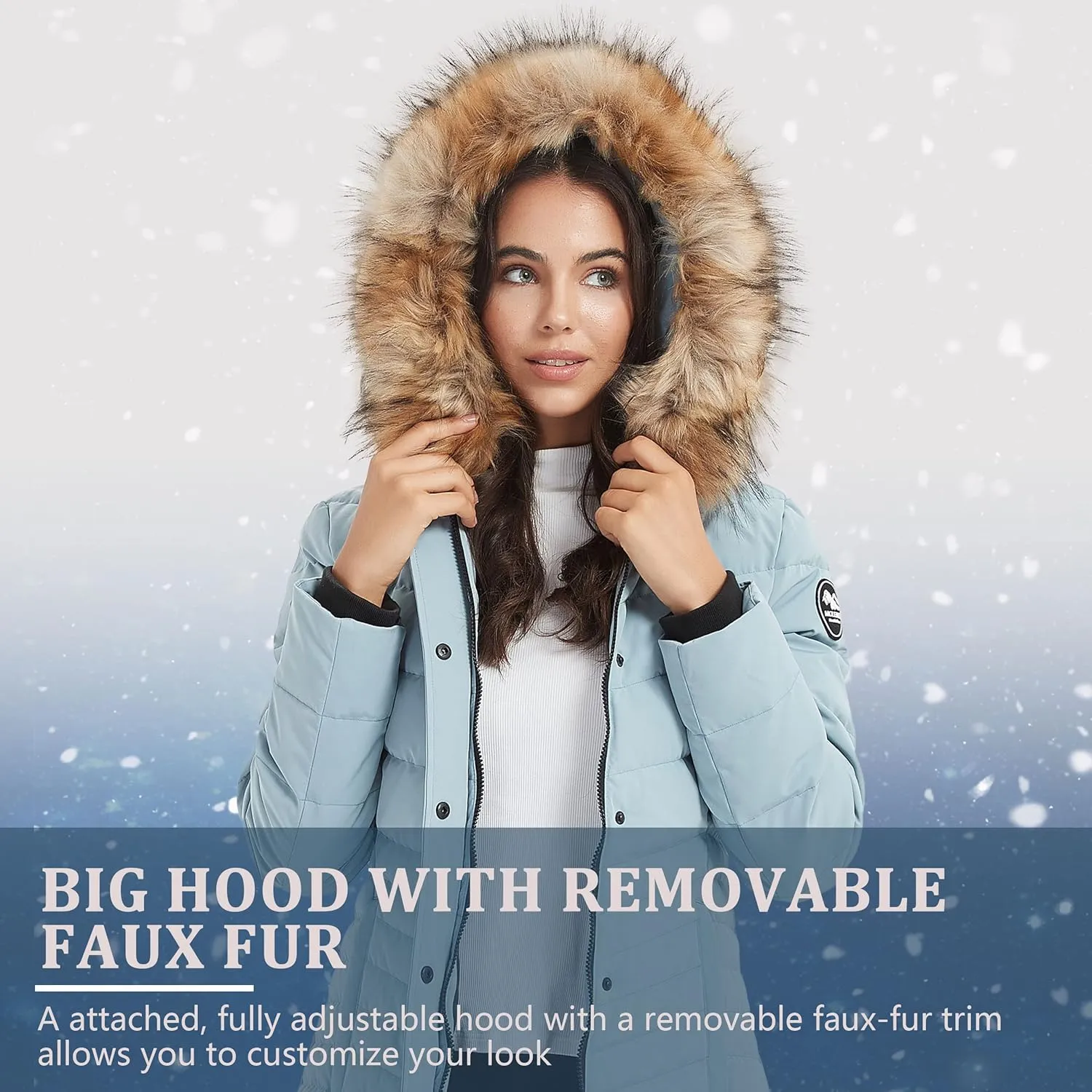 Women's Duck Down Long Parka Winter Jacket Warm Parka Down Coat with Fur Hood Puffer Jacket