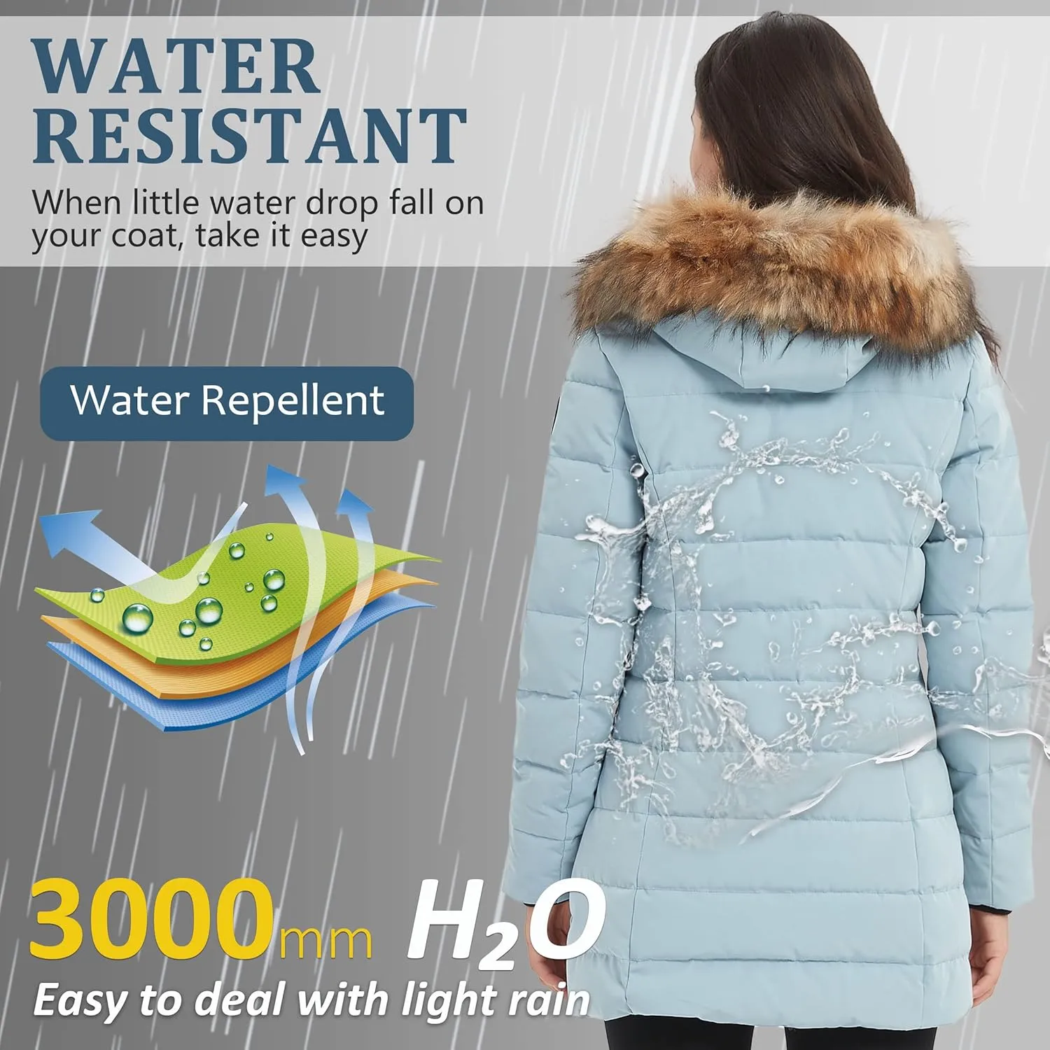 Women's Duck Down Long Parka Winter Jacket Warm Parka Down Coat with Fur Hood Puffer Jacket