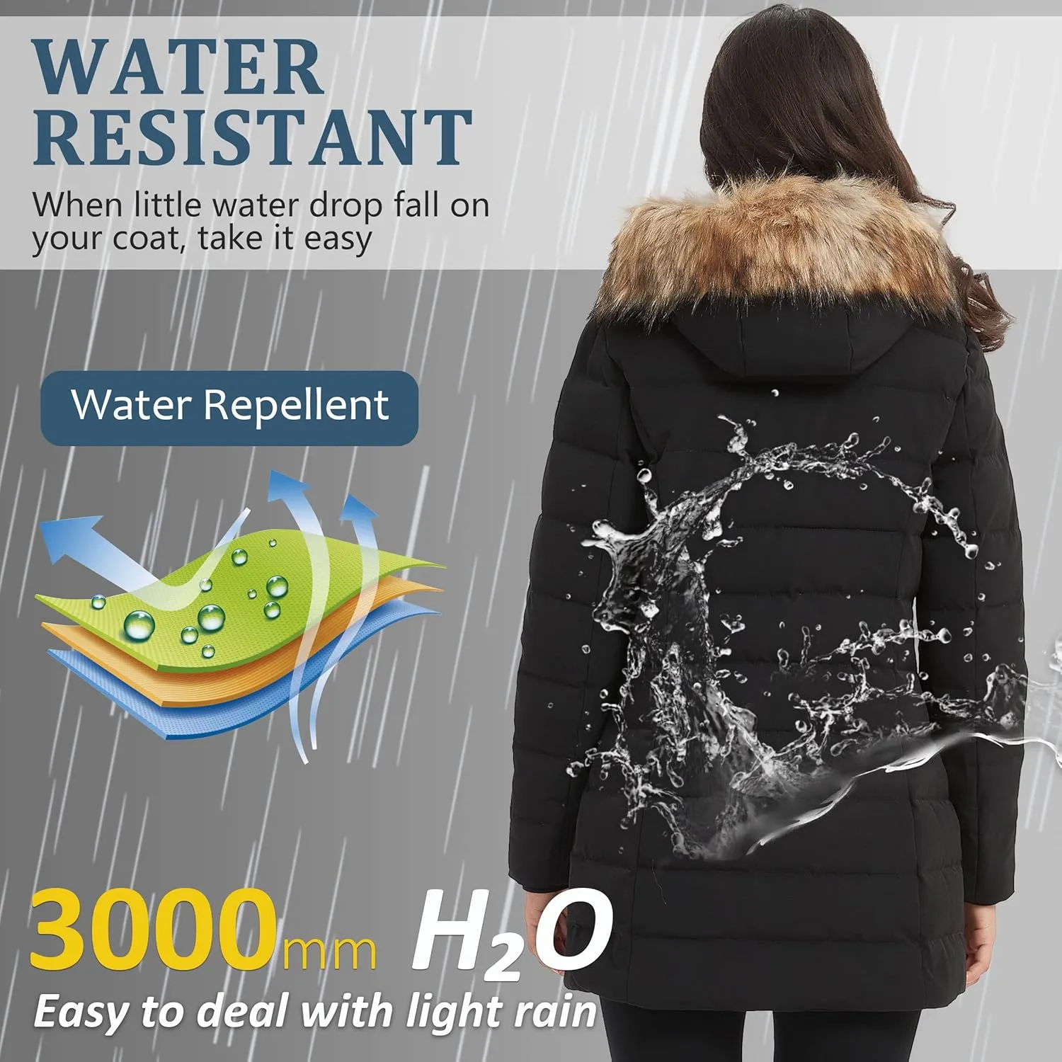 Women's Duck Down Long Parka Winter Jacket Warm Parka Down Coat with Fur Hood Puffer Jacket