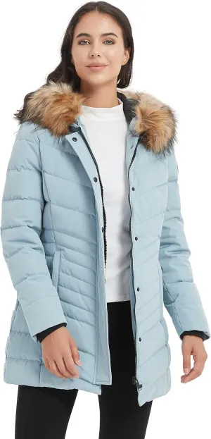 Women's Duck Down Long Parka Winter Jacket Warm Parka Down Coat with Fur Hood Puffer Jacket