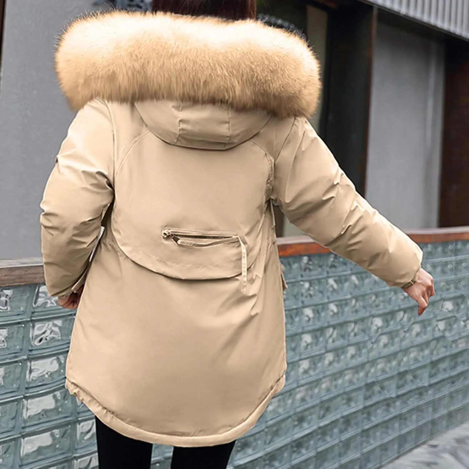 Women's Heavy Parka Jackets Warm Puffer Coats with Fur Hood Winter Outwear Thick Down Jacket Casual Quilted Jacket