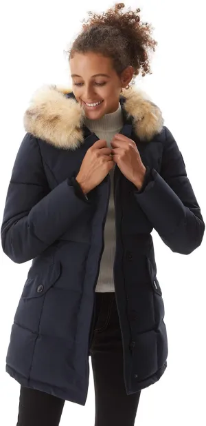 Women's Padded Jacket, Ladies Fur Hooded Thickened Vegan Down Long Parka Winter Outwear Warm Puffer Coat XS-XXL