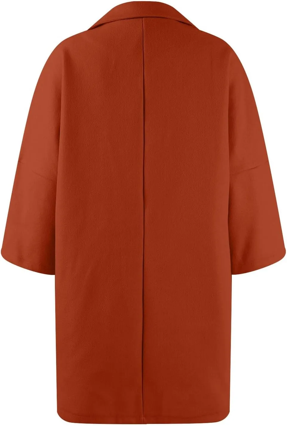 Womens Pea Coats Lapel Neck Button 3/4 Sleeve Coats Winter Double Breasted Wool Coats with Pockets