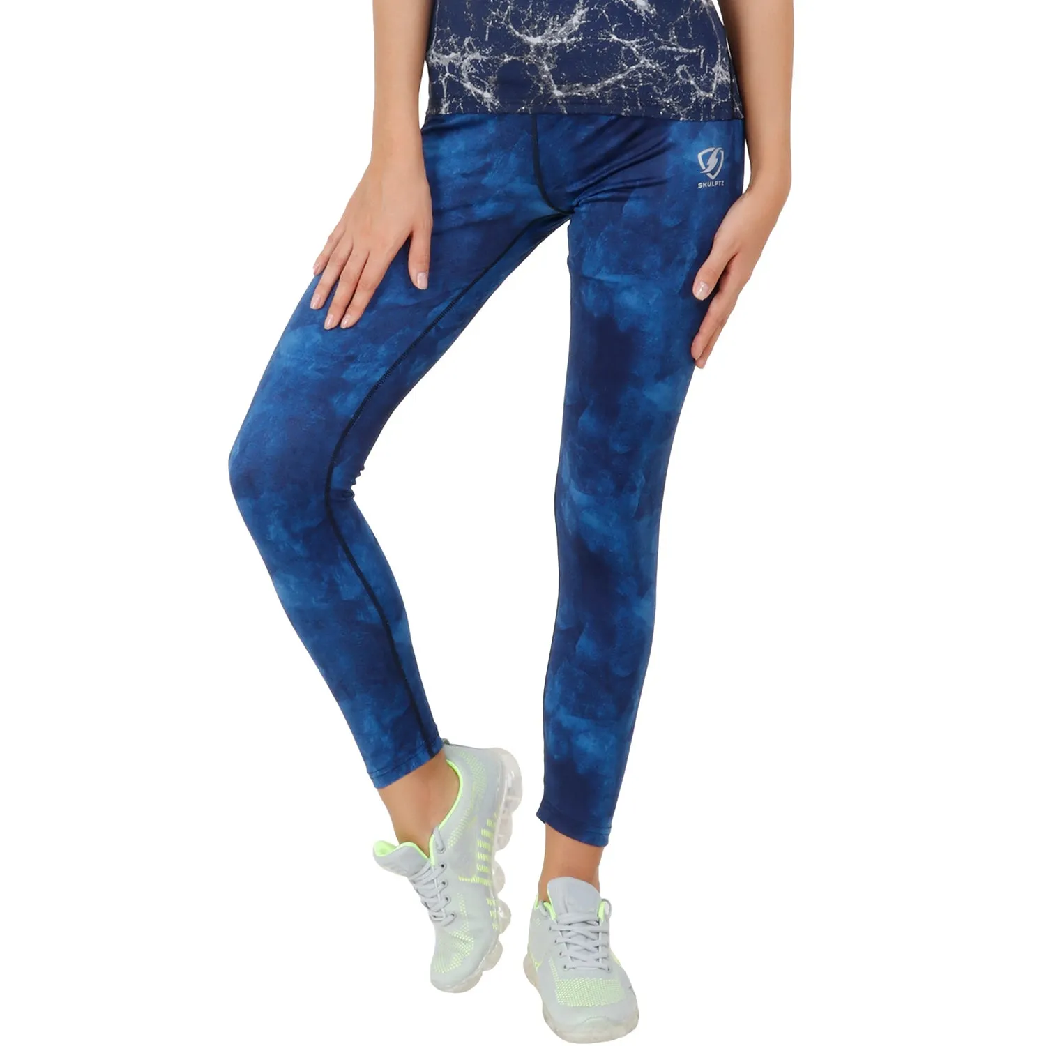 Womens Printed Tights Blue