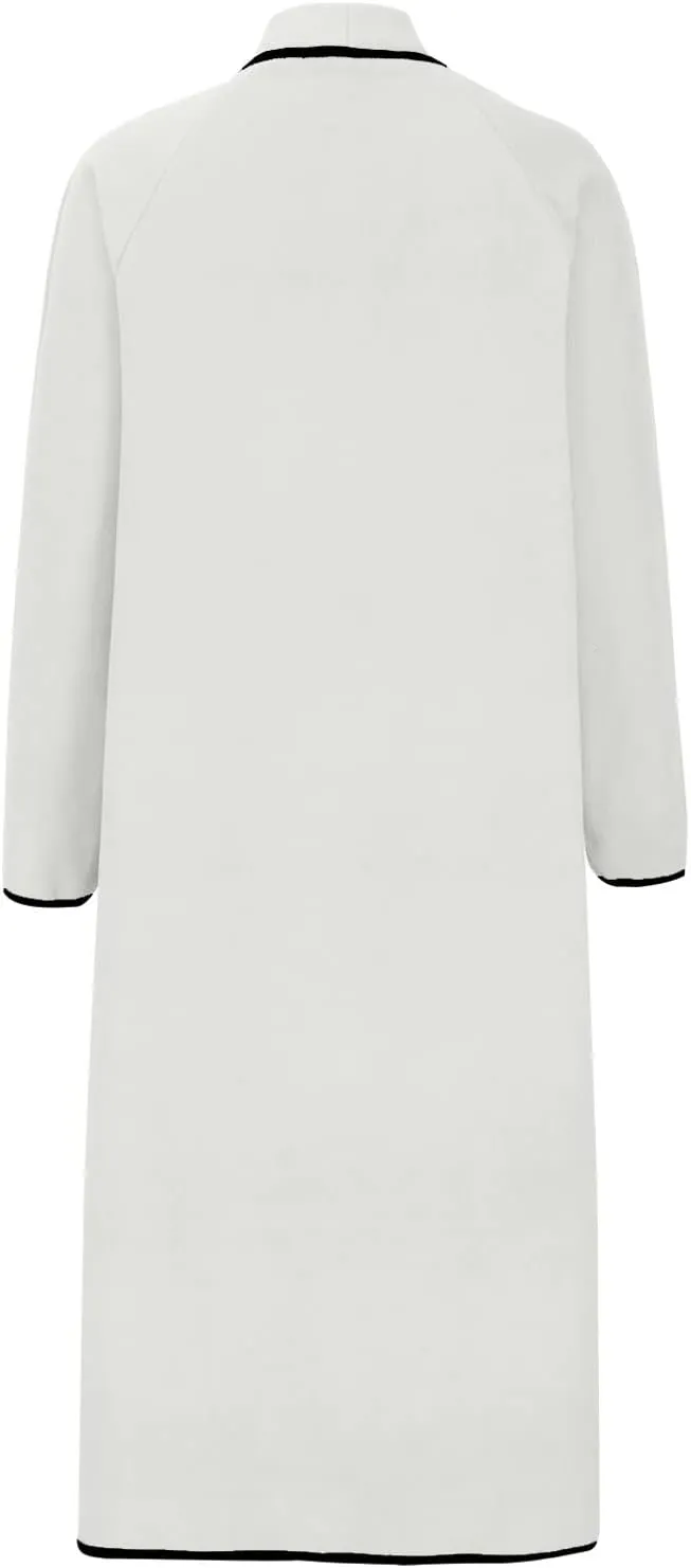 YRAETENM Long Winter Coats for Women Plus Size Warm Wool Blend Pea Coats Mid Long Lapel Open Front Trench Coats with Pockets